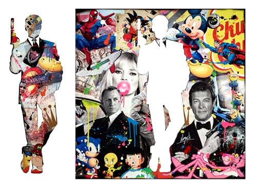 My Name Is Bond by Auguste - Original Glazed Mixed Media on Aluminium